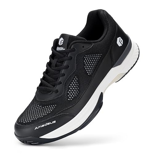 FitVille Extra Weit Tennisschuhe Herren rutschfest Hallenschuhe Atmungsaktiv Badminton Schuhe Bequemen Fitnessschuhe Schwarz 43 EU X-Weit von FitVille
