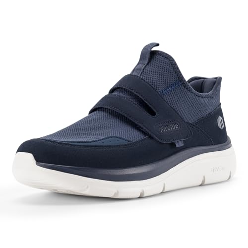 FitVille Extra Weit Walking Schuhe Herren Leicht Freizeitschuhe mit Starker Dämpfung Blau 44.5 EU X-Weit von FitVille