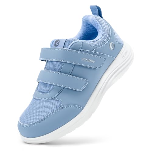 FitVille Extra Weit Walkingschuhe Damen Senioren Sneaker mit Klettverschluss weite K xxl gr, 42.5 EU X-Weit Blau von FitVille