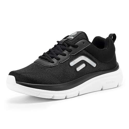 FitVille Extra Weit Walkingschuhe Herren leicht Fitnessschuhe Dämpfung und Rückprall Freizeitschuhe Atmungsaktiv Turnschuhe Flexibel und biegsam Schwarz Weiß 46.5 EU Weit von FitVille