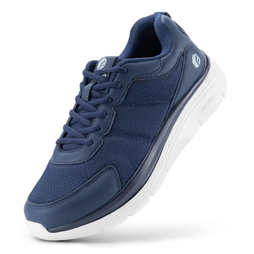 FitVille Extra Weit Walkingschuhe Herren Leicht Freizeitschuhe Stoßdämpfung Rückprall Fitnessschuhe Atmungsaktiv Gym Flexibel Biegsam Marineblau 44.5 EU X-Weit von FitVille