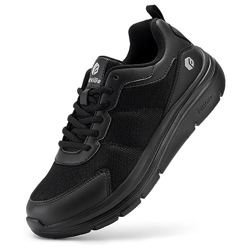 FitVille Extra Weit Walkingschuhe Herren leicht Freizeitschuhe Stoßdämpfung und Rückprall Fitnessschuhe Atmungsaktiv Gym Flexibel und biegsam Schwarz 40 EU Weit von FitVille