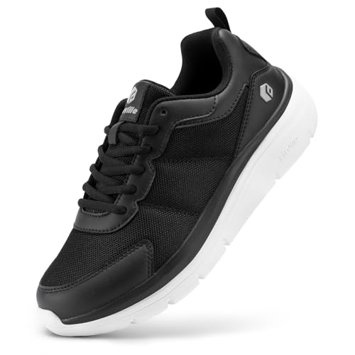 FitVille Extra Weit Walkingschuhe Herren leicht Freizeitschuhe Stoßdämpfung und Rückprall Fitnessschuhe Atmungsaktiv Gym Flexibel und biegsam Schwarz Weiß 41 EU Weit von FitVille