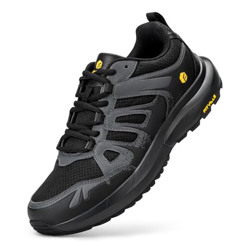 FitVille Extra Weit Wanderschuhe Herren Wasserdicht Wanderhalbschuhe Outdoor Schuhe mit Fußgewölbestütze Schwarz 41 EU Weit von FitVille