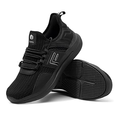 FitVille Extra Weite Laufschuhe Damen Dämpfung Straßenlaufschuhe Bequeme atmungsaktive Outdoor Joggingschuhe rutschfest Turnschuhe Schwarz 35.5 EU Weit von FitVille