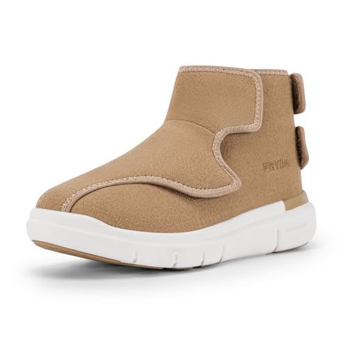 FitVille Extra Weiter Winterstiefel mit Klettverschluss Winterschuhe Damen Warme Winterboots Hausschuhe Gesundheitschuhe Winter Shoes Verbandschuh Senioren EasyTop Boots V2 Mocha EU 38.5 X-Weit von FitVille