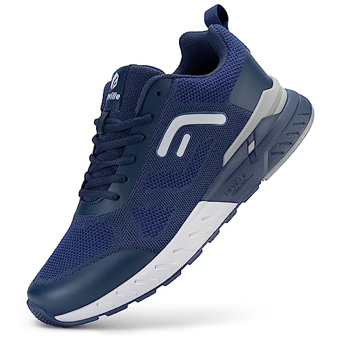 FitVille Extra Weit Walking Schuhe Herren Leicht Atmungsaktive Turnschuhe Helle Sohle für Breite Füße Bequeme Sportschuhe Majolika Blau 44 EU X-Weit von FitVille