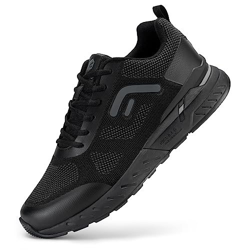 FitVille Extra Weit Walking Schuhe Herren Leicht Atmungsaktive Turnschuhe Helle Sohle für Breite Füße Bequeme Sportschuhe Schwarz 47 EU Weit von FitVille