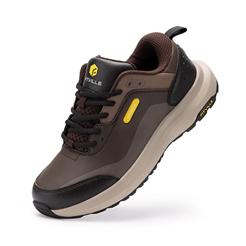 FitVille Extra Weit Wanderschuhe Herren Leicht Trekkingschuhe Wasserdicht Outdoor Schuhe Bequeme Laufschuhe Fitness Walkingschuhe mit Fußgewölbestütze Sneaker für Breite Füße Braun 42.5 EU Weit von FitVille