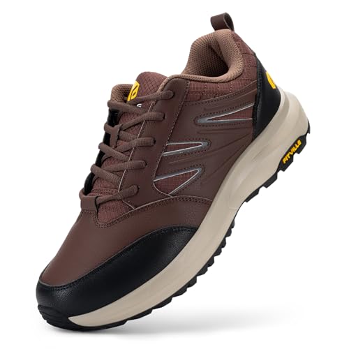 FitVille Extra weit Wanderschuhe Herren Wasserdicht Wanderhalbschuhe rutschfest Trekkingschuhe für alle Wetterbedingungen Outdoor Schuhe mit Fußgewölbestütze Braun 42.5 EU Weit von FitVille
