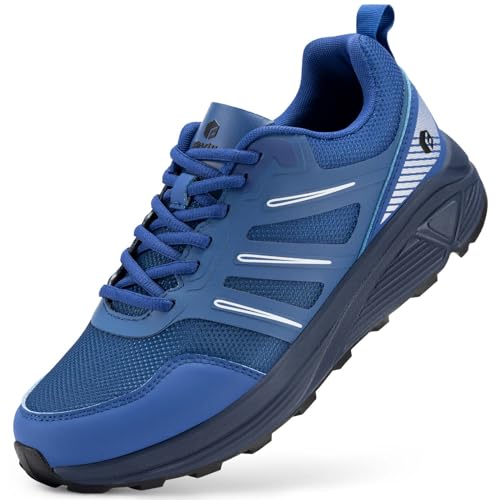 FitVille Laufschuhe Herren Extra Weite Traillaufschuhe Straßenlaufschuhe Breit Sneaker Leicht Sportschuhe Outdoor Schuhe Bequeme Fitnessschuhe Trekkingschuhe Navy Skyline 41 EU Weit von FitVille