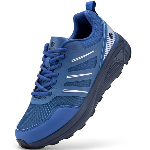 FitVille Laufschuhe Herren Extra Weite Traillaufschuhe Straßenlaufschuhe Breit Sneaker Leicht Sportschuhe Outdoor Schuhe Bequeme Fitnessschuhe Trekkingschuhe Navy Skyline 46.5 EU X-Weit von FitVille