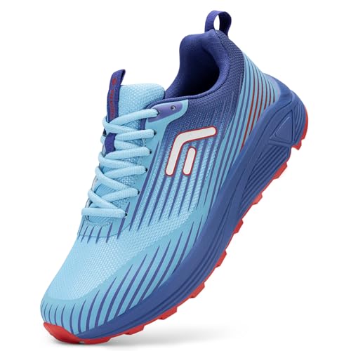 FitVille Laufschuhe Herren Extra Weite Traillaufschuhe Straßenlaufschuhe Breit Sneaker Leicht Sportschuhe Outdoor Schuhe Bequeme Fitnessschuhe Trekkingschuhe Turbo Blue Neon 44.5 EU X-Weit von FitVille