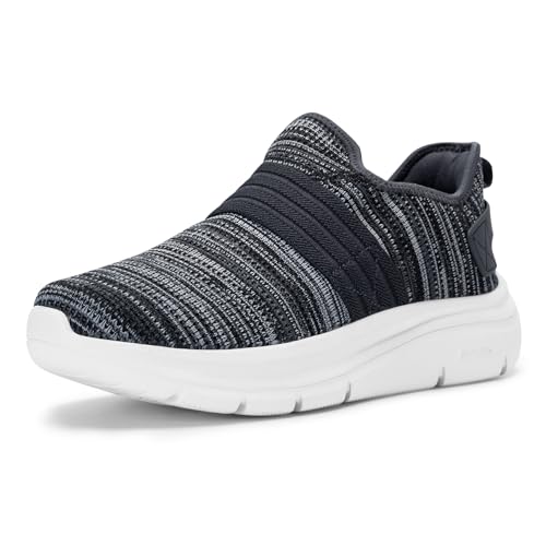FitVille Herren Cloud Walker V3 Spotrschuhe breite Slip Freizeitschuhe Walkingschuhe mit Dicker Weiss Sohle Grau Weite 11 von FitVille