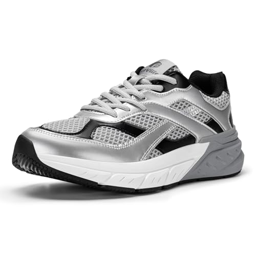 FitVille Laufschuhe Herren Extra Breite Outdoor Straßenlaufschuhe Fitness Jogging Silber mit Grau 45 EU X-Weit von FitVille