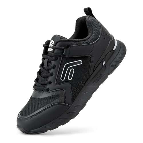 FitVille Laufschuhe Herren Extra Breit Sportschuhe Sneaker Turnschuhe Walkingschuhe mit Klettverschluss Running Fitness Jogging Schuhe Atmungsaktiv Straßenlaufschuhe,Reines Schwarz,45 EU,X-Weit von FitVille