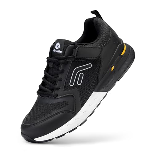 FitVille Laufschuhe Herren Extra Breit Sportschuhe Sneaker Turnschuhe Walkingschuhe mit Klettverschluss Running Fitness Jogging Schuhe Atmungsaktiv Straßenlaufschuhe,Schwarz,40 EU,X-Weit von FitVille