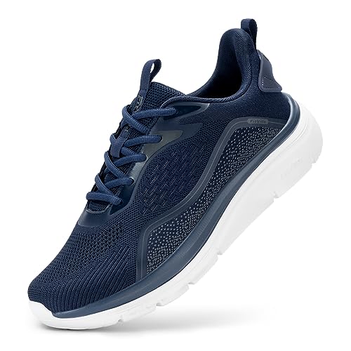 FitVille Extra Weite Laufschuhe Herren Walking Schuhe Atmungsaktive Sportschuhe Dämpfung Straßenlaufschuhe Bequeme Joggingschuhe Leicht rutschfest Turnschuhe,Marineblau,46,X-Weit von FitVille