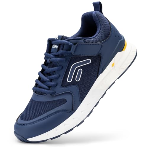 FitVille Laufschuhe Herren Extra Weite Diabetiker Sneaker mit Klettverschluss Atmungsaktive Walkingschuhe Bequeme Sportschuhe für Breite Plattfüße Plantarfasziitis,Blau,41 EU,X-Weit von FitVille