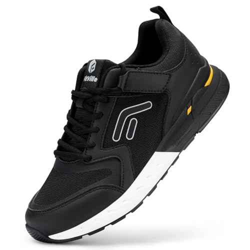 FitVille Laufschuhe Herren Extra Weite Diabetiker Sneaker mit Klettverschluss Atmungsaktive Walkingschuhe Bequeme Sportschuhe für Breite Plattfüße Plantarfasziitis,Schwarz,42.5 EU,X-Weit von FitVille