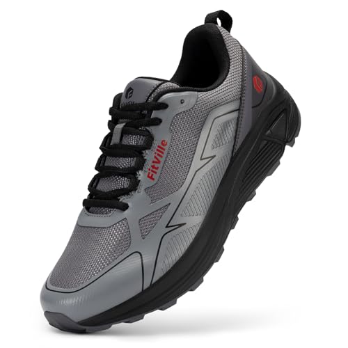 FitVille Laufschuhe Herren Extra Weite Traillaufschuhe Straßenlaufschuhe Breit Sneaker Leicht Sportschuhe Outdoor Schuhe Bequeme Fitnessschuhe Trekkingschuhe Schwarz 42 EU Weit von FitVille