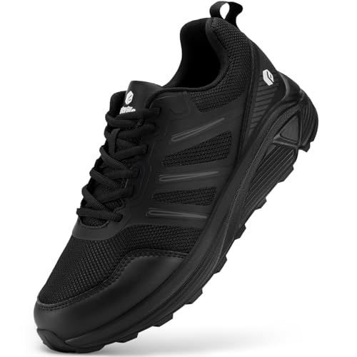 FitVille Laufschuhe Herren Extra Weite Traillaufschuhe Straßenlaufschuhe Breit Sneaker Leicht Sportschuhe Outdoor Schuhe Bequeme Fitnessschuhe Trekkingschuhe Tiefschwarz 41 EU X-Weit von FitVille