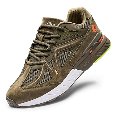 FitVille Laufschuhe Herren Extra Weite Turnschuhe Sportschuhe breite zehenbox Fitnessschuhe Bequeme Sneaker Walking Schuhe für Breite Füße Grün 49 EU Weit von FitVille