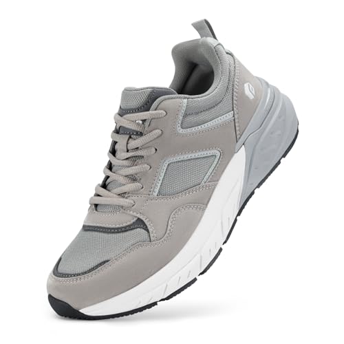 FitVille Laufschuhe Herren Sneaker Extra Weit Turnschuhe Atmungsaktive Sportschuhe Freizeit Joggingschuhe Outdoor Straßenlaufschuhe Bequeme Walking Schuhe für Breite Füße,Grau,43 EU,Weit von FitVille