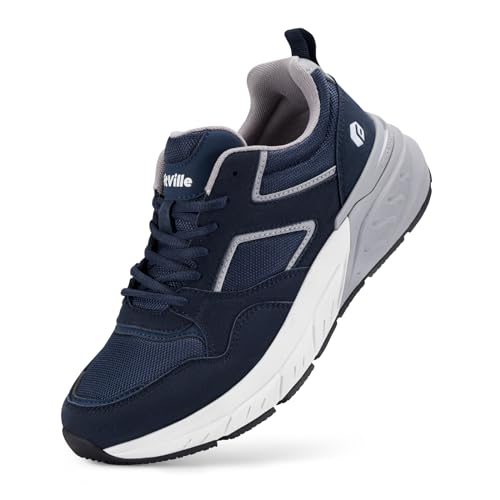 FitVille Laufschuhe Herren Sneaker Extra Weit Turnschuhe Atmungsaktive Sportschuhe Freizeit Joggingschuhe Outdoor Straßenlaufschuhe Bequeme Walking Schuhe für Breite Füße,Navy blau,44 EU,Weit von FitVille
