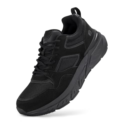 FitVille Laufschuhe Herren Sneaker Extra Weit Turnschuhe Atmungsaktive Sportschuhe Freizeit Joggingschuhe Outdoor Straßenlaufschuhe Bequeme Walking Schuhe für Breite Füße,Schwarz,42 EU,X-Weit von FitVille