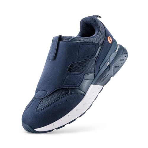 FitVille Laufschuhe Herren Walkingschuhe Extra Weit Sportschuhe Sneaker mit Klettverschluss Bequem Schuhe für Breite Füße Orthopädische rutschfest Turnschuhe Fitness Jogging,Blau,49 EU,X-Weit von FitVille