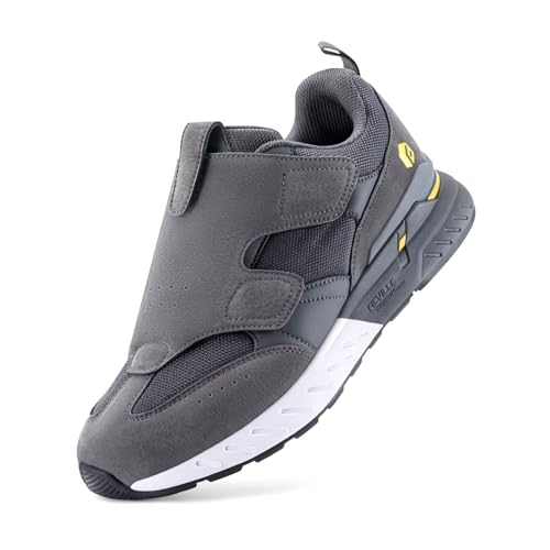 FitVille Laufschuhe Herren Walkingschuhe Extra Weit Diabetiker Sneaker mit Klettverschluss Bequem Sportschuhe für Breite Füße Orthopädische Schuhe rutschfest Gesundheitsschuhe,Grau,46 EU,Weit von FitVille
