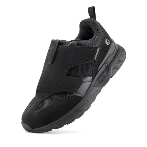 FitVille Laufschuhe Herren Walkingschuhe Extra Weit Sportschuhe Sneaker mit Klettverschluss Bequem Schuhe für Breite Füße Orthopädische rutschfest Turnschuhe Fitness Jogging,Schwarz,44 EU,X-Weit von FitVille