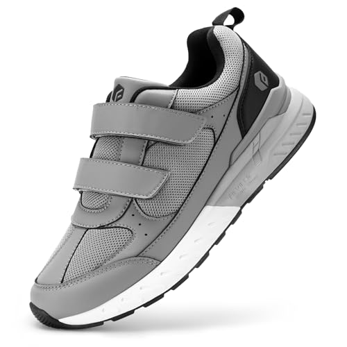 FitVille Rebound Core Schuhe Herren extra Weite Turnschuhe Sneaker Fitnessschuhe Walkingschuhe mit Klett Grau 46 EU X-Weit von FitVille