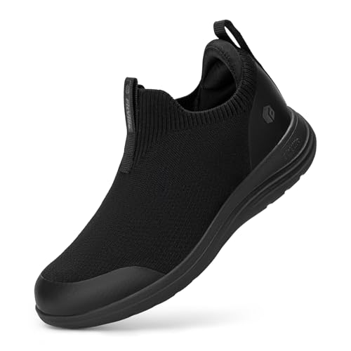 FitVille Extra Weite Slip on Sneaker Damen Walkingschuhe Atmungsaktive Sportschuhe Leichte Freizeitschuhe Freihändige Schlupfschuhe Bequeme Turnschuhe Fitness Outdoor Gym Schwarz EU 39.5 X-Weit von FitVille