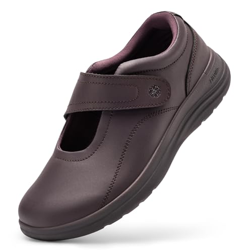 FitVille Schuhe Damen Leder Weite h Senioren Halbschuhe Gesundheits Walking Freizeitschuhe 35.5 EU Weit Rotbraun von FitVille