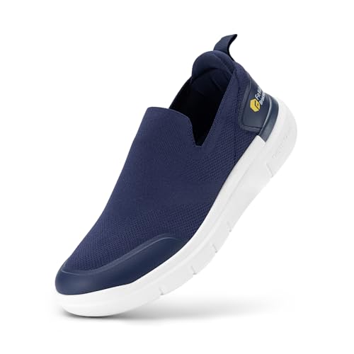 FitVille Schuhe Herren extra breit Bequeme Turnschuh Leicht Walkingschuhe Atmungsaktiv Breite Slipper Schuhe Blau 44 EU X-Weit von FitVille