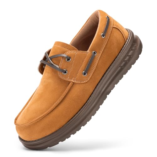 FitVille Schuhe Herren mit Gummisohle Bequem Mokassins mit breite Passform wasserdicht Hausschuhe Braun Größe 46 EU X-Weit von FitVille