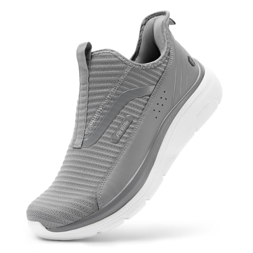 FitVille Schuhe Slip On Herren Weit Slip ins Hands Free Slipper Sportschuhe Weite H Leicht Atmungsaktiv Hellgrau 41 EU Weit von FitVille