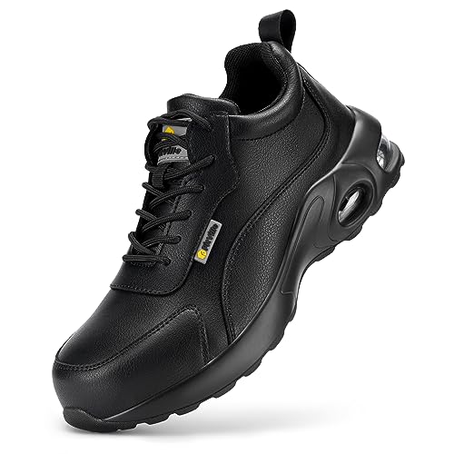 FitVille Sicherheitsschuhe Damen Luftkissen Leichte Bequemer Arbeitsschuhe mit Stahlkappe Atmungsaktiv Wasserdicht Sportlich Schutzschuhe Safety Shoes Schwarz 35.5 EU von FitVille