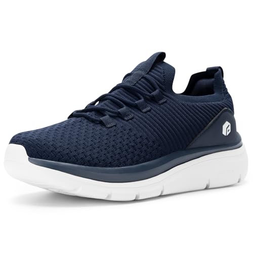 FitVille Slip On Sneakers Herren Walkingschuhe Extra Weit Sportschuhe Leichte Laufschuhe Atmungsaktive Jogging Fitness Outdoor Gym Schlüpfen Schuhe,Navy blau,44.5 EU,Weit von FitVille