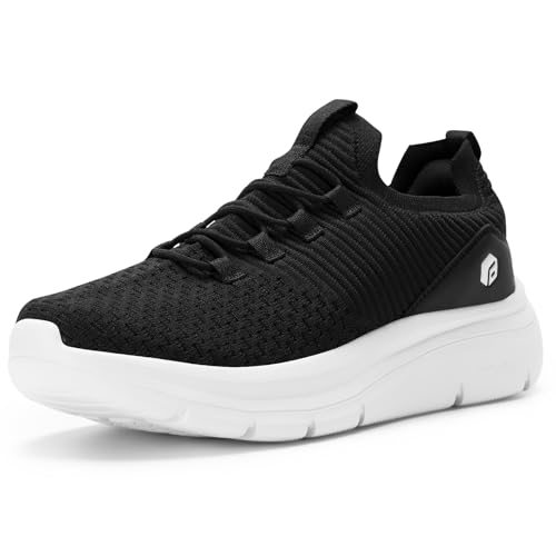 FitVille Slip On Sneakers Herren Walkingschuhe Extra Weit Sportschuhe Leichte Laufschuhe Atmungsaktive Jogging Fitness Outdoor Gym Schlüpfen Schuhe,Schwarz,42.5 EU,X-Weit von FitVille