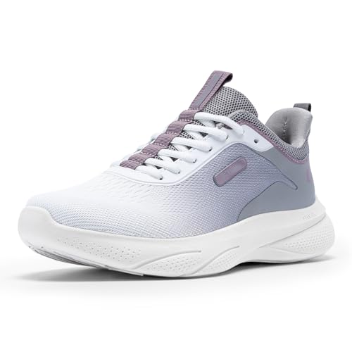 FitVille Slip On Walkingschuhe Damen Sneakers Extra Weit Sportschuhe Atmungsaktiv Joggingschuhe Leichte Turnschuhe Fitness Schlüpfen Schuhe Grau/Rauchmauve 35.5 EU Weit von FitVille