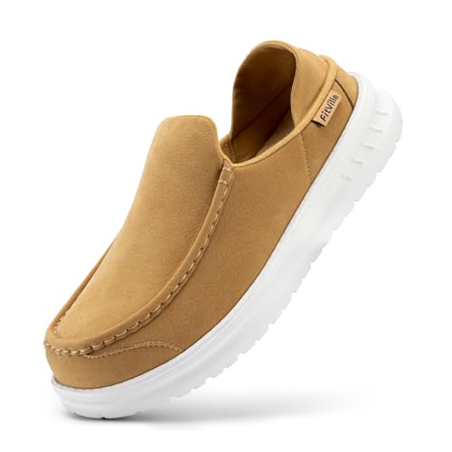 FitVille Slip on Herren mit Gummisohle wasserdicht Hausschuhe Freizeitschuhe Walkingschuhe Braun Größe 42 EU Weit von FitVille