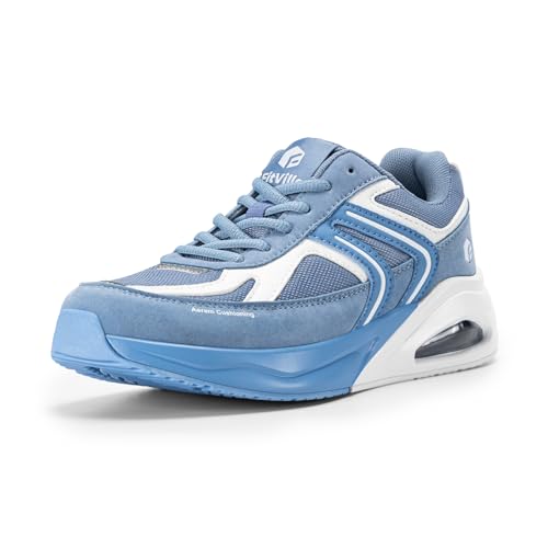 FitVille Sneaker Damen Extra Weite Sportschuhe mit Luftkissen Dämpfung Laufschuhe Atmungsaktiv Turnschuhe Leichte Joggingschuhe Straßenlaufschuhe Walkingschuhe Fitnessschuhe Blau 42.5 EU X-Weit von FitVille