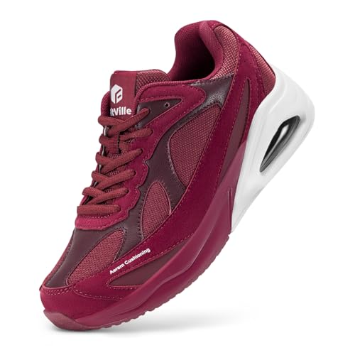 FitVille Sportschuhe Damen Extra Weite Sneaker mit Luftkissen Dämpfung Laufschuhe Atmungsaktiv Turnschuhe Leichte Joggingschuhe rutschfest Straßenlaufschuhe Walkingschuhe Bequeme Rot 38.5 EU X-Weit von FitVille