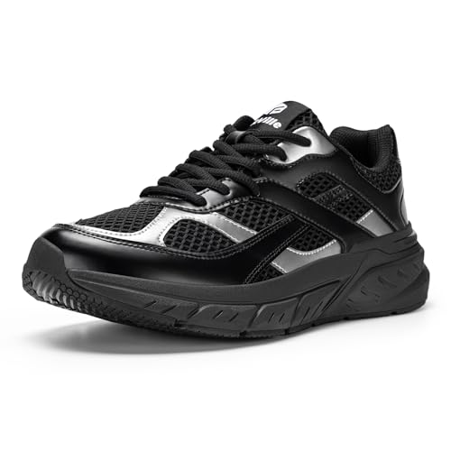 FitVille Sportschuhe Herren Extra Weit rutschfeste Sneaker Laufschuhe Rebound Neo V6 Schwarz mit Silber 44.5 EU X-Weit von FitVille