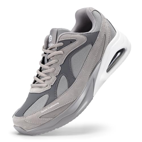 FitVille Sportschuhe Herren Extra Weite Laufschuhe mit Luftkissen Dämpfung Sneaker Atmungsaktiv Turnschuhe Leichte Joggingschuhe Straßenlaufschuhe Walkingschuhe Fitnessschuhe Grau 44.5 EU X-Weit von FitVille