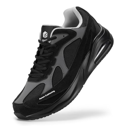 FitVille Sportschuhe Herren Extra Weite Laufschuhe mit Luftkissen Dämpfung Sneaker Atmungsaktiv Turnschuhe Leichte Joggingschuhe Straßenlaufschuhe Walkingschuhe Fitnessschuhe Schwarz 41 EU X-Weit von FitVille