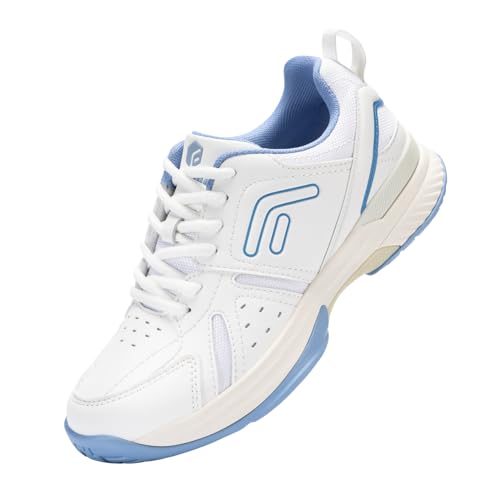 FitVille Tennisschuhe Damen Sneaker Weit Walking Schuhe Leicht Laufschuhe Bequeme Turnschuhe Atmungsaktiv Sportschuhe Dämpfung Freizeitschuhe rutschfest Weiß/Himmelblau 38 EU von FitVille